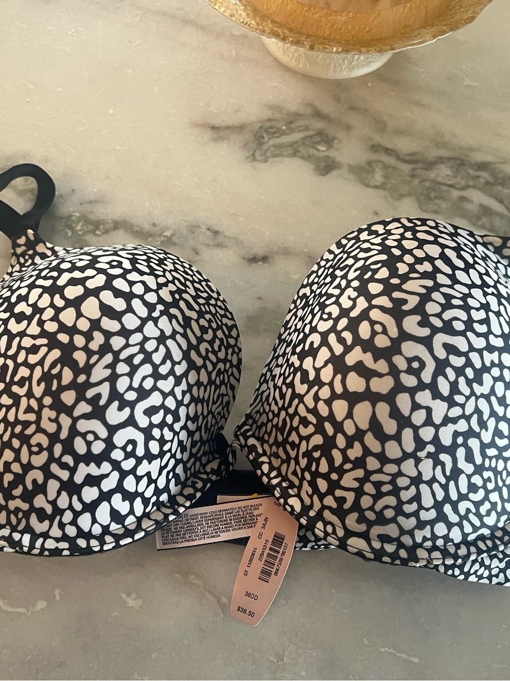 Victoria Secret Black and White Leopard Print Push-Up Bra.